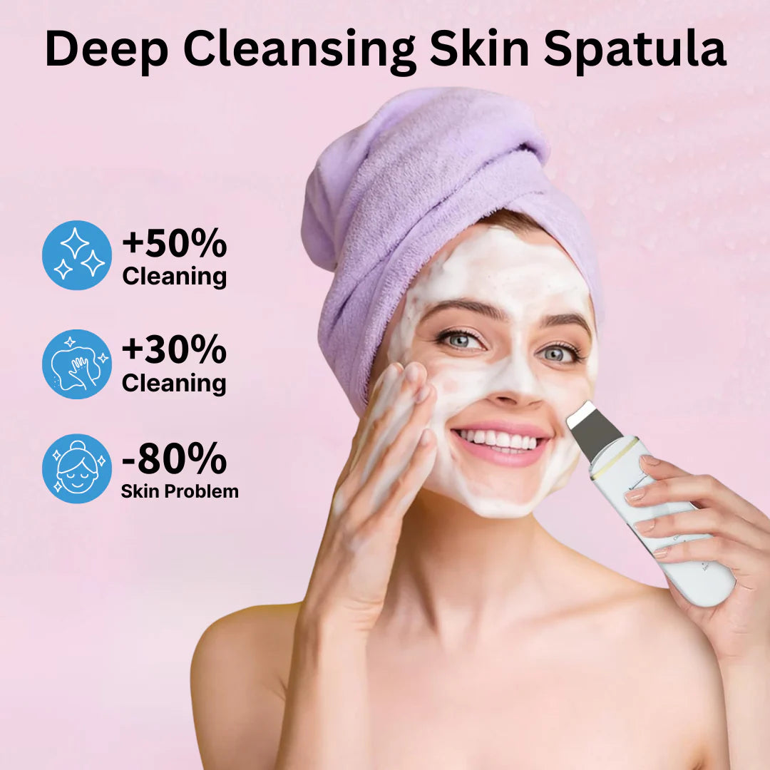 Skin Scrubber Face Spatula Skin Spatula Pore Cleaner Blackhead Remover Tools for Facial Deep Cleansing-4 Modes -White