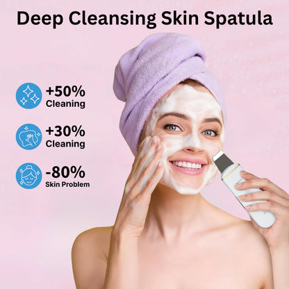 Skin Scrubber Face Spatula Skin Spatula Pore Cleaner Blackhead Remover Tools for Facial Deep Cleansing-4 Modes -White