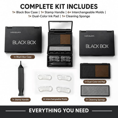 3-in-1 Eye Stamp Kit，Lower Lash & Eyeliner & Mole Mark, Black & Brown Ink