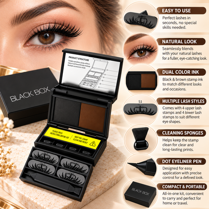 3-in-1 Eye Stamp Kit，Lower Lash & Eyeliner & Mole Mark, Black & Brown Ink