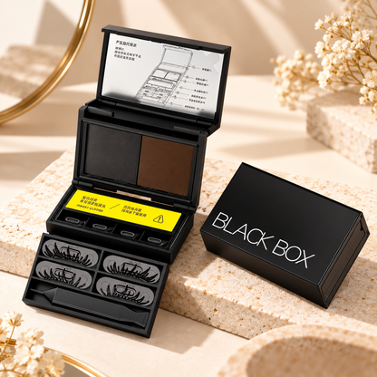 3-in-1 Eye Stamp Kit，Lower Lash & Eyeliner & Mole Mark, Black & Brown Ink