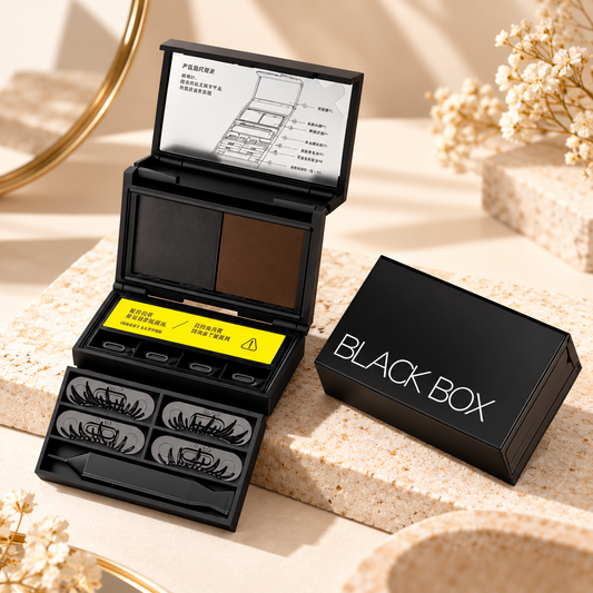 3-in-1 Eye Stamp Kit，Lower Lash & Eyeliner & Mole Mark, Black & Brown Ink
